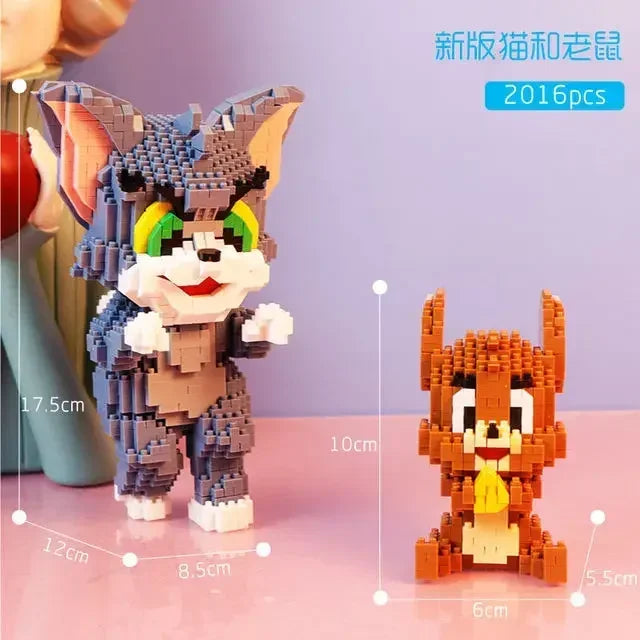 Cute Cat & Mouse Building Blocks – Playful Mini Scene Model Kit