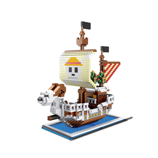 One Piece Pirate Ship Building Block Anime Thousand Sunny Going Merry Luffy Shanks Boa Mini Bricks Toy Figure For Children