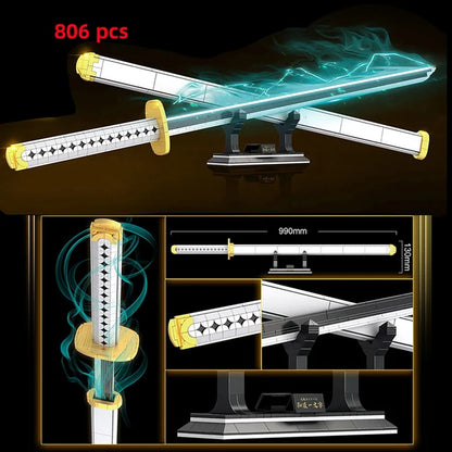 Samurai Sword Building Blocks Ninja Blade Katana Japanese Anime Butterfly Nichirin Knife Bricks MOC Children Toys for Adult Gift