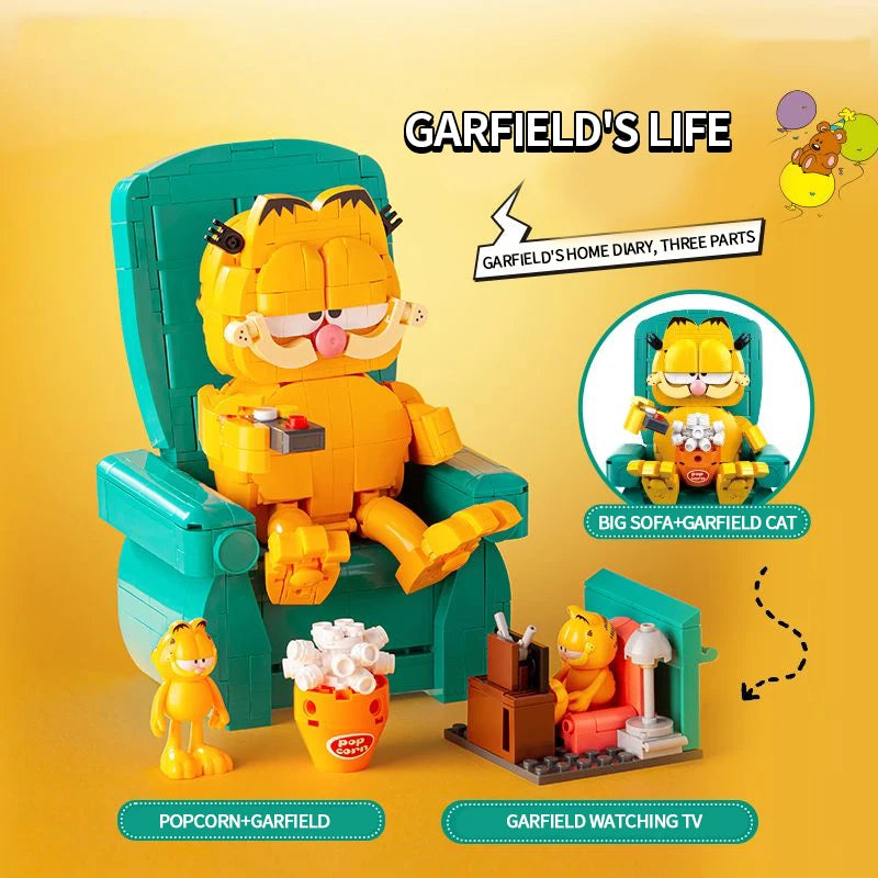 Lazy Cat Sofa Building Blocks – Cute Cartoon Scene Model