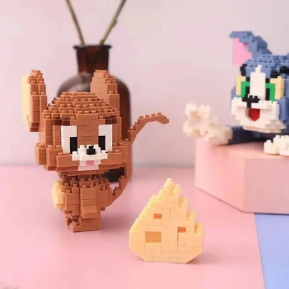 Cute Cat & Mouse Building Blocks – Playful Mini Scene Model Kit