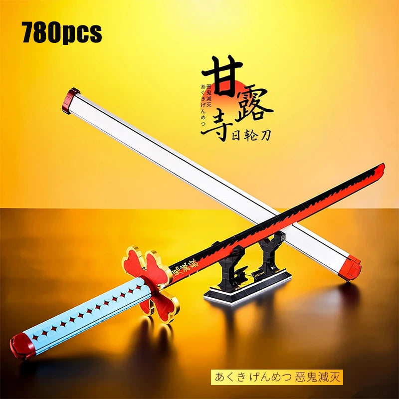 Samurai Sword Building Blocks Ninja Blade Katana Japanese Anime Butterfly Nichirin Knife Bricks MOC Children Toys for Adult Gift