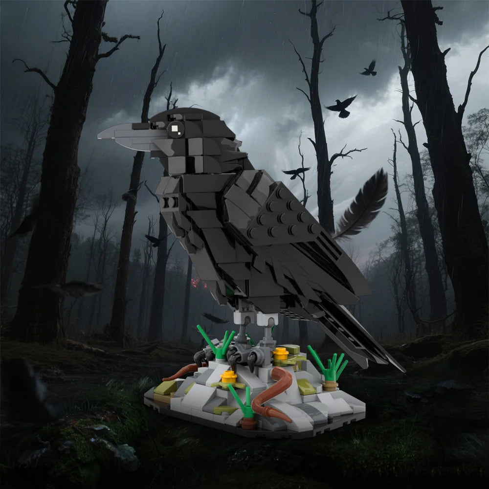 Black Raven Building Blocks – Gothic Bird Display Model (359 PCS)